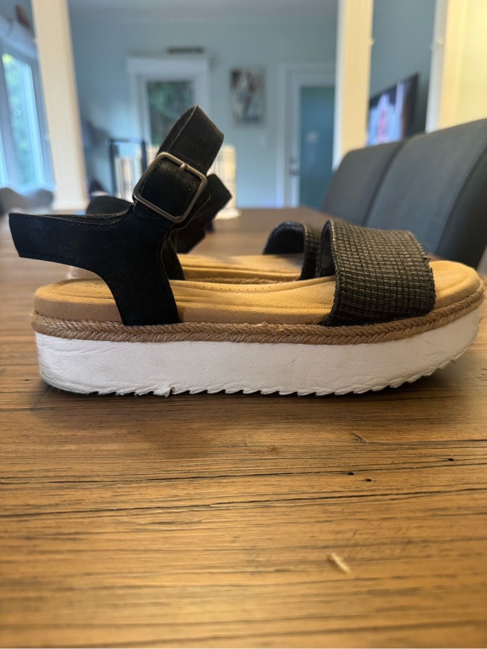 Clarks Black Textured Front Band Wedge Sandals Lana Shore Wedge Sandal